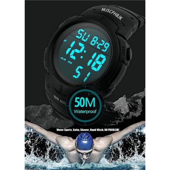 Mens Digital Sports Watch, Waterproof LED Screen Large Face Military Watches - Picture 6 of 7